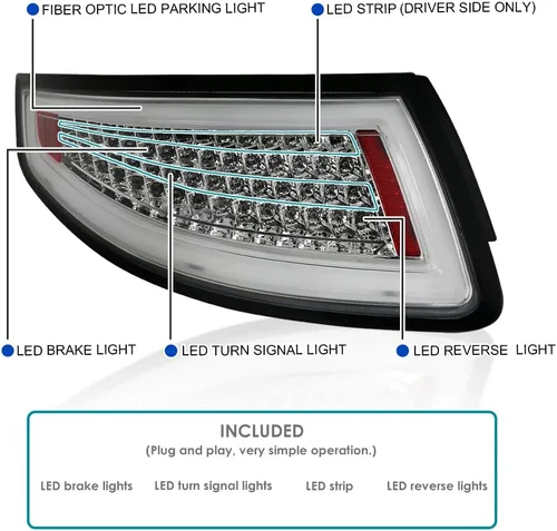Miniatura 4 de Spec-D Tuning Luces traseras LED cromadas compatibles con Porsche 911 997 Carrera/Carrera 4 / Carrera S/Carrera 4S / Targa 4 / Targa 4 / Targa 4S