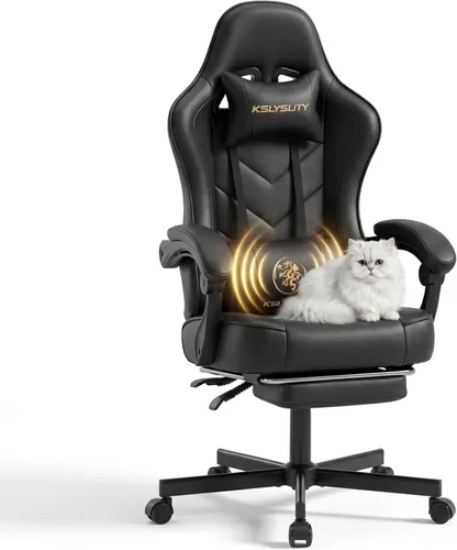 Silla de escritorio para juegos para computadora, silla de oficina ergonómica de respaldo alto con reposapiés y soporte lumbar, sillas giratorias