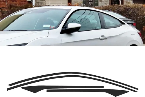Xotic Tech - Juego de calcomanías precortadas de vinilo para puerta lateral, cromadas, color negro mate, compatible con Honda Civic Coupe 2016-2021