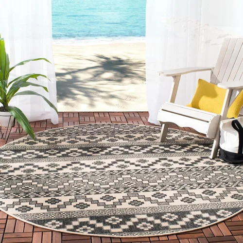 Miniatura 56 de SAFAVIEH Alfombra lavable para exteriores, colección Veranda – Alfombra de pasillo de 2.3 x 6 pies, color azul y crema, no desprende pelusa y fácil