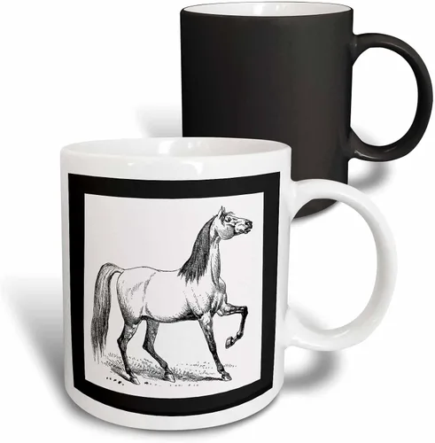 Miniatura 8 de 3dRose Vintage Horse Sketch - Taza negra de dos tonos (11 oz)