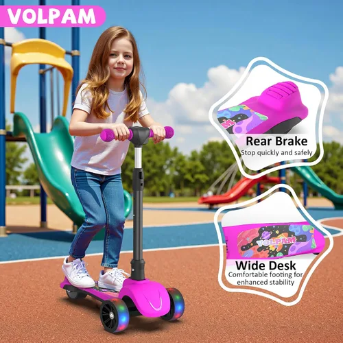 Miniatura 5 de Electric Scooter, 80W Motor, 3 Levels Adjustable Handlebar, 5 Mph Safe Speed, Lighted Up Wheel, Lean-to-Steer Design, Foldable Kick Scooter Boys &