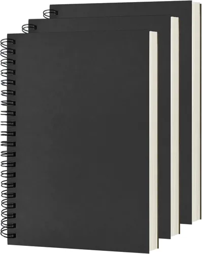 DSTELIN Cuaderno en espiral en blanco, paquete de 3, tapa blanda, libro de bocetos, 100 páginas / 50 hojas, 7.5 pulgadas x 5.1 pulgadas, 100GSM,