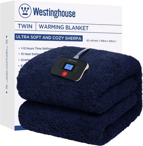 Miniatura 13 de Westinghouse Manta Eléctrica Tamaño Throw, Manta Térmica Sherpa de Felpa Suave con 6 Niveles de Calefacción y Apagado Automático de 2-10 Horas
