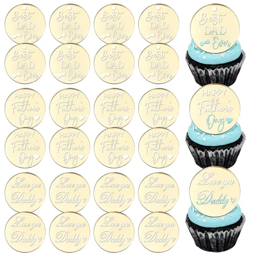 Miniatura 11 de 24 adornos para cupcakes con purpurina para el Día del Padre, con purpurina, corazón, amor, padre, mejor papá, decoración de cupcakes para feliz día