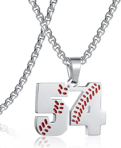 Miniatura 84 de SKQIR Colgante de número de jersey de béisbol para hombres y niños - Cadena de acero inoxidable para atletas - Negro