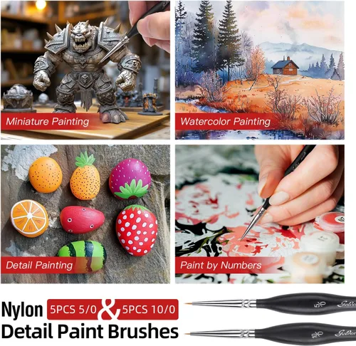 Miniatura 8 de golden maple - Juego de 13 pinceles de pintura en miniatura y pinceles secos para pintura de detalles finos, pintura acrílica, acuarela, óleo