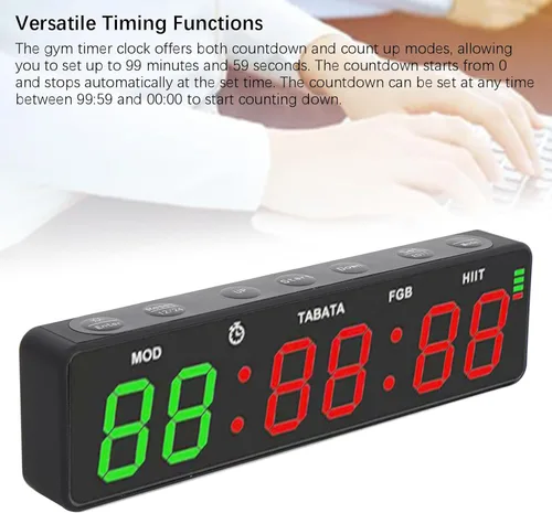 Miniatura 6 de lyrlody Temporizador de gimnasio, reloj de pared digital, cronómetro de cuenta regresiva, ejercicio de los años 20, ciclo de descanso de 10s