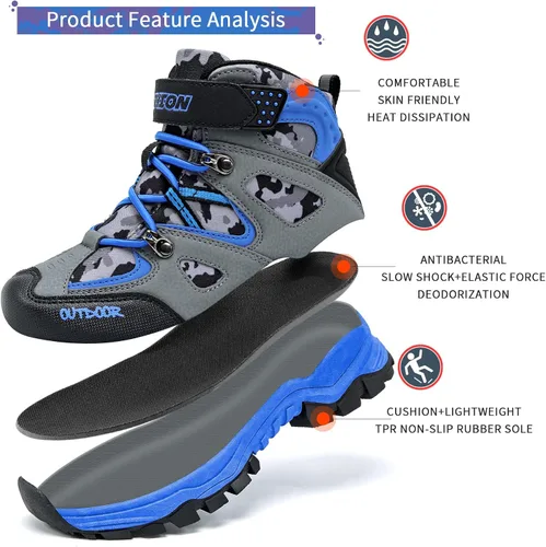 Miniatura 3 de Littleplum Boys Snow Boots Winter Waterproof Antiskid Boots Hiking Outdoor Shoes for Unisex Kids(Little KidBig Kid)