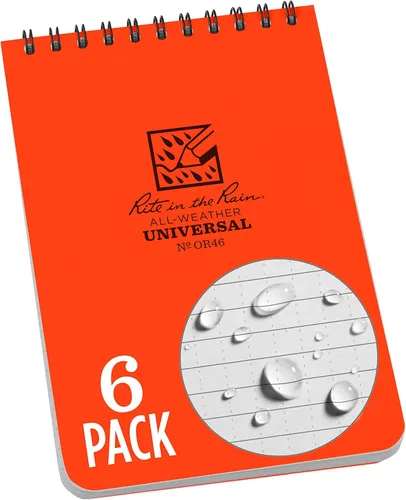Miniatura 16 de Rite In The Rain Cuaderno de espiral superior resistente a la intemperie, 4 x 6 pulgadas, cubierta negra, patrón universal (No. 746-3), paquete de 3