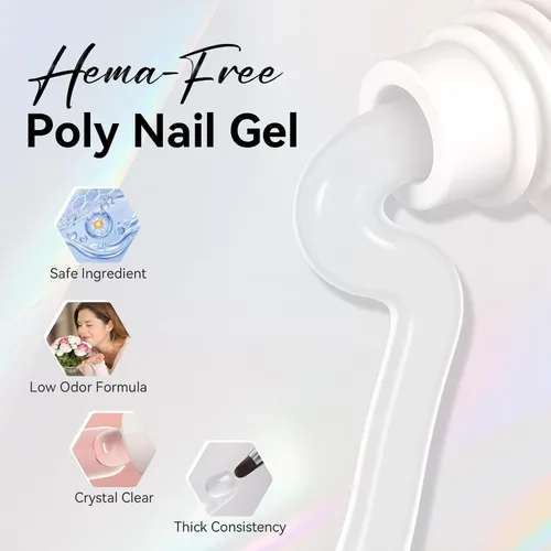 Miniatura 2 de Makartt-Gel de uñas de polietileno: constructor de 1.7 oz (50 ml) para uñas de aspecto natural, fortalecedor, moldeo 3D para arte de uñas