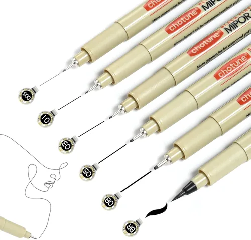 GETHPEN - Juego de 6 marcadores multipunto negros de punta fina, marcadores de tinta archivada impermeable para dibujo, ilustración artística,