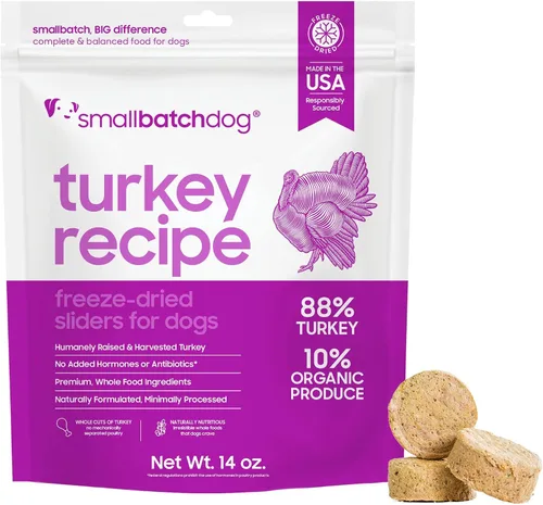 Miniatura 14 de smallbatch Pets - Alimento crudo liofilizado para perros, receta de pavo, 25 onzas, alimento orgánico para perros con alto contenido de proteínas