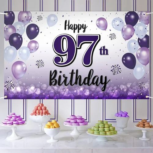Miniatura 14 de Decoraciones de feliz cumpleaños 30, cartel grande de globo morado de 30 cumpleaños, suministros para fiesta de cumpleaños de 30 años. 30 (EE. UU.)