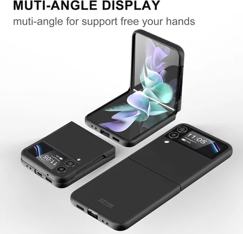 Miniatura 5 de TSQQST Funda para Samsung Galaxy Z Flip 4 Funda protectora de cuerpo completo a prueba de golpes para Galaxy Z Flip 4 5G 2022 Negro