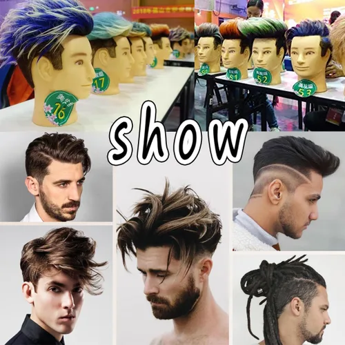 Miniatura 8 de HAIRWAY Cabeza de maniquí masculino de 8 pulgadas, cabeza de maniquí de práctica de peluquero con cabello humano 100% real, cosmetología, Marrón