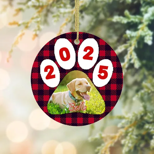 Miniatura 12 de Adorno conmemorativo personalizado para perro, 2025, con imagen de perro, foto y nombre, adornos para árbol de Navidad, regalo personalizado