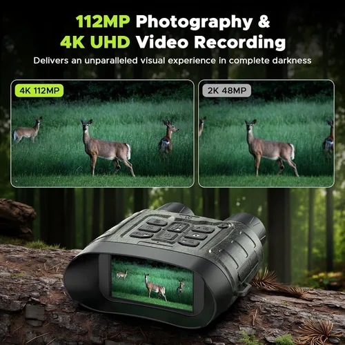 Miniatura 3 de Gafas de visión nocturna, prismáticos de visión nocturna 4K de 112 MP para adultos, zoom 12X y batería de 5000 mAh, tarjeta de 64 GB incluida