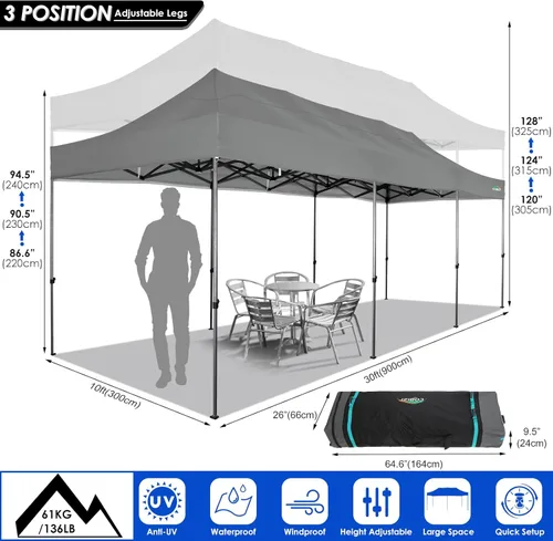 Miniatura 93 de COBIZI Tienda de campaña desplegable de 6.6 x 6.6 pies, toldo resistente, fácil de instalar, impermeable, para exteriores, fiestas, playa, jardín