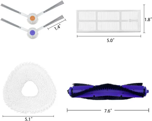 Miniatura 2 de Kit de accesorios de repuesto compatible con aspiradora de robots Narwal Freo, 1 cepillo principal, 6 cepillos laterales, 4 almohadillas para Freo-13