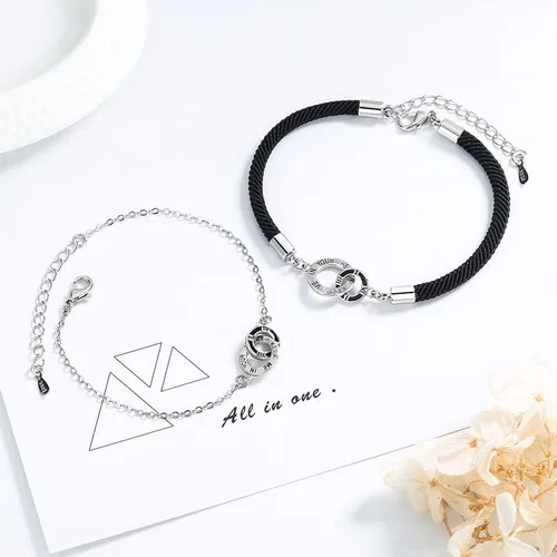 Miniatura 2 de VOYOMI Pulseras de promesa de cuerda para parejas, pulseras de amistad para dos, pulseras para mejores amigas, pulseras para parejas, regalos