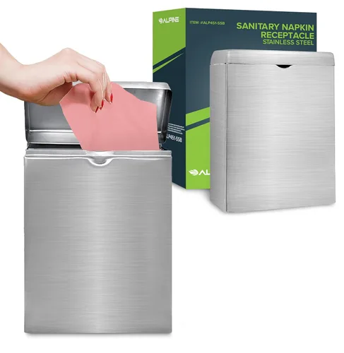 Receptáculo para toallas sanitarias Alpine – Soporte para tampones montado en la pared para baño proporciona un baño limpio y sin olores para el