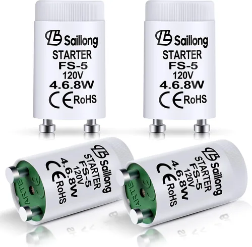 Miniatura 9 de Saillong Paquete de 4 arrancadores fluorescentes con carcasa de aluminio mejorada con lámparas fluorescentes de precalentamiento de 4-40 W, tubo