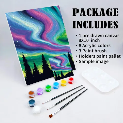 Miniatura 6 de Nuberlic Kit de pintura de lienzo predibujado, para adultos, sorbo y pintura, recuerdo de fiesta, actividad nocturna de cita, lienzo de 8 x 10