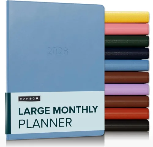 Miniatura 22 de Harbor Agenda mensual grande 2025-2026, calendario y cuaderno, piel sintética duradera, 14 meses, 96 páginas, tapa suave y ligera, flor de orquídea