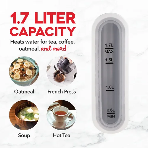 Miniatura 4 de Dash Rapid Kettle - Hervidor eléctrico de 1.7 L para agua hirviendo, hervir rápido de 1500 W, apagado automático, tapa de apertura suave, mango