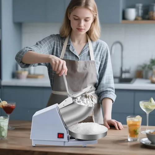 Miniatura 5 de Máquina de hielo afeitado, máquina de afeitar eléctrica de hielo con cuchillas de acero inoxidable, potente máquina de cono de nieve para cocina