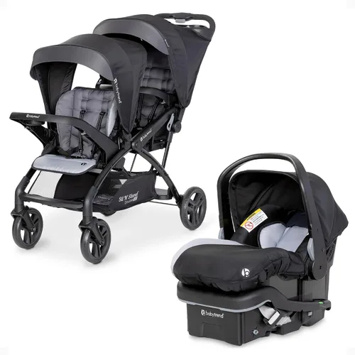 Baby Trend Cochecito de bebé y niño pequeño doble y asiento de coche combo, juego de 2 piezas, Stormy - Cochecito de viaje ligero y compacto y
