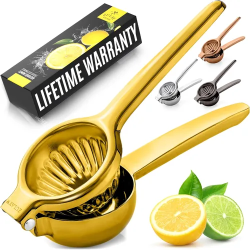 Zulay Kitchen Exprimidor de Limón de Acero Inoxidable - Calidad Premium, Cuenco Exprimidor de Metal Sólido Resistente - Prensa Exprimidora Manual