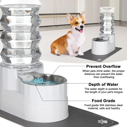 Miniatura 5 de RIZZARI Dispensador automático de agua para mascotas, dispensador de agua de acero inoxidable por gravedad, 100% sin BPA, alimentador de agua