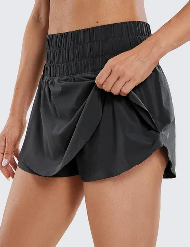 Miniatura 4 de CRZ YOGA Pantalones cortos deportivos para mujer, cintura alta, falda con volantes, superpuesta, entrenamiento, correr, tenis, pantalones cortos