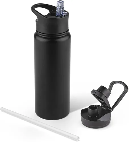 Miniatura 95 de Botella de agua aislada de 64 onzas con tapas de pajita y boquilla, jarra de agua de acero inoxidable de medio galón con mango de paracord, vacío