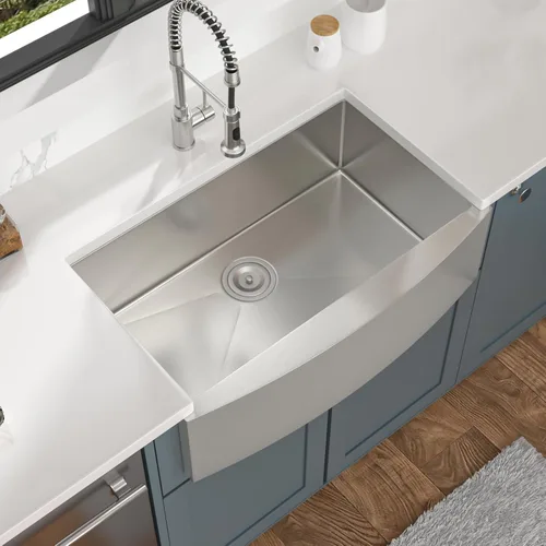 Miniatura 4 de Mocoloo Fregadero de granja de 30 pulgadas de acero inoxidable - Fregadero de cocina de granja de 30x21 pulgadas con delantal frontal, de un solo
