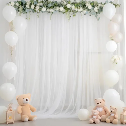 Miniatura 31 de Cortina de telón de fondo de tul azul bebé de 10 x 10 pies para fiestas, cortinas de fondo transparentes para bodas, baby shower, baby shower