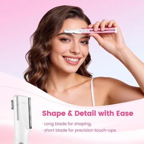 Miniatura 3 de Recortador de cejas mejorado, maquinilla de afeitar eléctrica de precisión para mujer, removedor de vello facial operado por batería con peine, sin