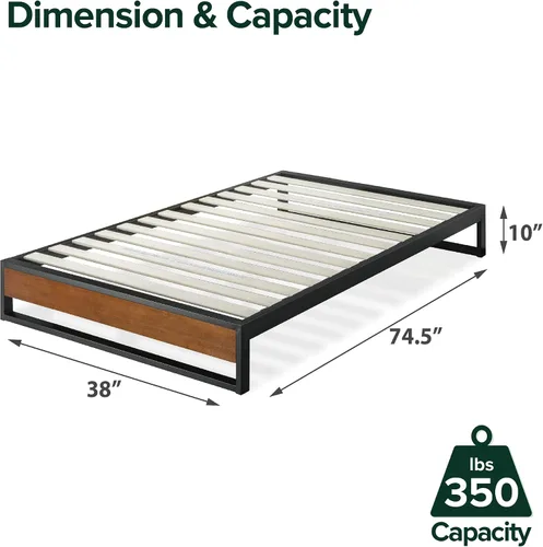 Miniatura 2 de Zinus Suzanne - Cama de plataforma de 6 pulgadas sin cabecero, Acero Madera Contrachapado, Marrón