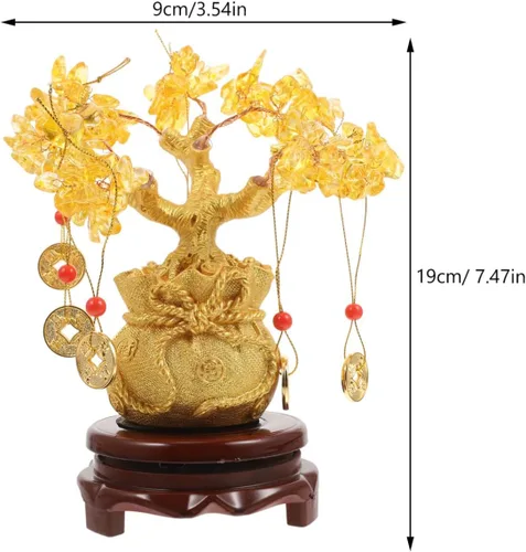 Miniatura 3 de Ciieeo Árbol de dinero monedas, árbol de la suerte, de cristal natural, árbol de la suerte, árbol de la vida de Feng Shui, árbol de dinero