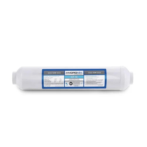 Hydronix ICF-10 RO Filtro de ósmosis inversa de post-pulido, filtro de agua de coco GAC en línea para refrigerador y hielo, 2000 gal, 1/4" NPT