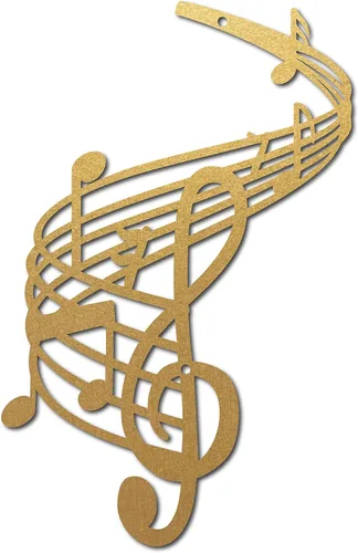 Miniatura 12 de CREATCABIN Arte de pared de metal para decoración de notas musicales, placas colgantes de hierro, letrero de escultura para interiores y exteriores