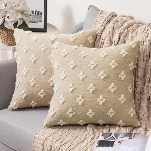 Miniatura 15 de MIULEE Juego de 2 fundas de almohada decorativas de jacquard rómbico, funda de cojín cuadrada suave para sofá, cama, dormitorio, sala de estar, 16 x