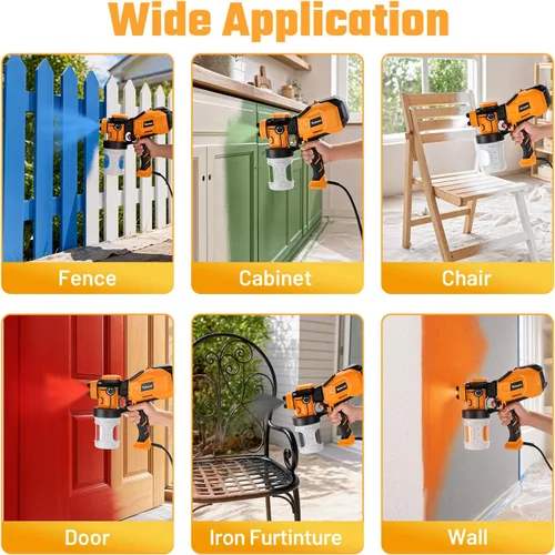 Miniatura 4 de Pulverizador de pintura para pintura de casa, pistola de pintura en aerosol HVLP de 1000 W con taza de pintura desechable, soplo fácil de limpiar, 3