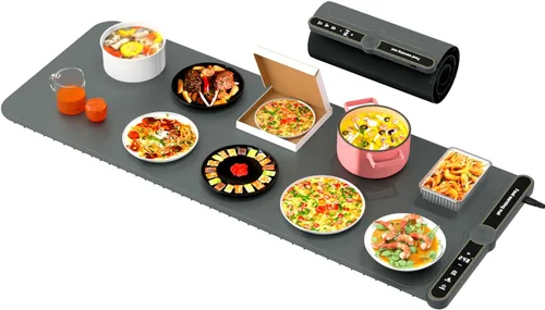 Tapete de calentamiento extra grande para alimentos XXL: 40 x 15 pulgadas, calentadores electrónicos suaves de alimentos para fiestas, bufé,
