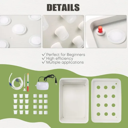 Miniatura 3 de NATGAI Kit de cultivo de sistema hidropónico con bomba de aire, 12 agujeros, caja de cultivo sin suelo, caja de jardín para hierbas, lechuga