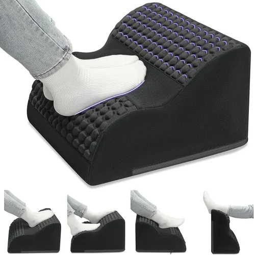 Reposapiés para debajo del escritorio en el trabajo, taburete de 3 niveles con espuma gruesa de alta densidad y puntos de masaje, reposapiés
