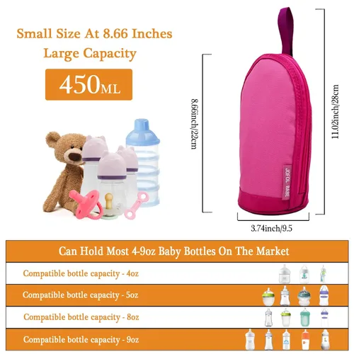 Miniatura 3 de Bolsa enfriadora de leche materna – Bolsa de viaje aislada para biberón para guardería (dos piezas, rojo)