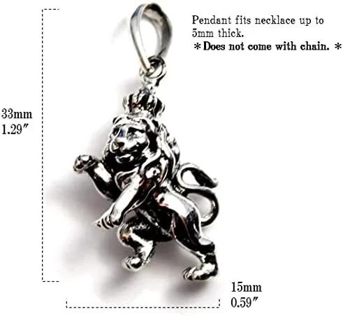 Miniatura 4 de Colgante de plata de ley 925 con diseño de animales de león etíopes africanos Rasta